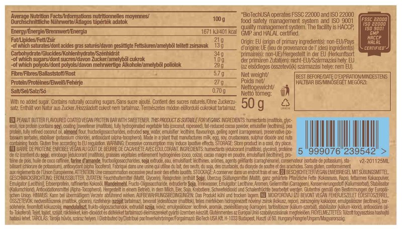 Barra de proteína vegan