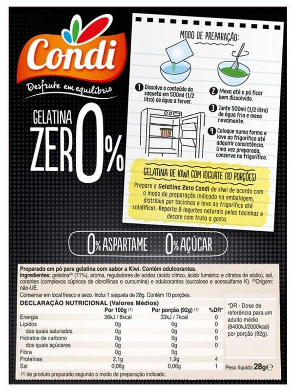 Gelatina Zero de Kiwi