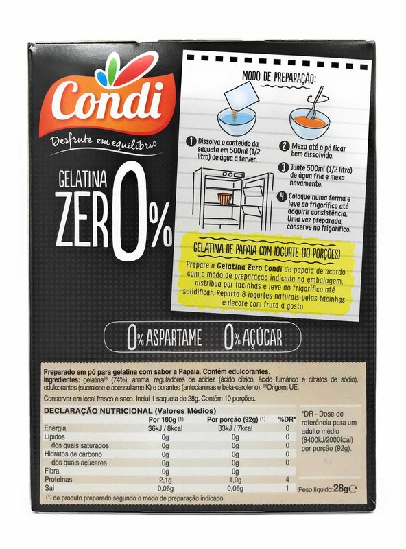 Gelatina Zero de Papaia